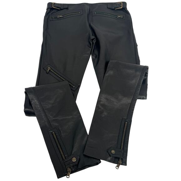 Vintage Emilio Pucci Firenze Leather Low Rise Y2K Pants Interior Silk Lined - Picture 3 of 7